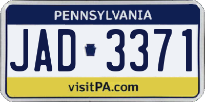 PA license plate JAD3371