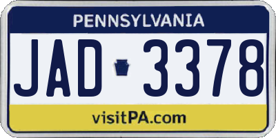 PA license plate JAD3378