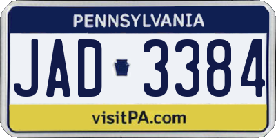 PA license plate JAD3384