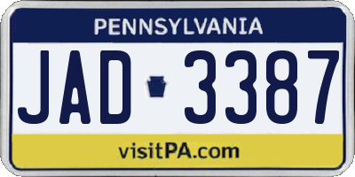 PA license plate JAD3387