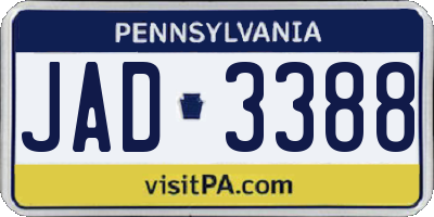 PA license plate JAD3388