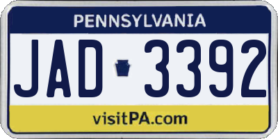 PA license plate JAD3392