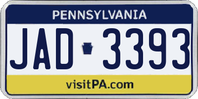 PA license plate JAD3393