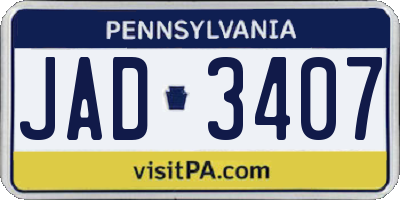 PA license plate JAD3407