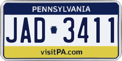 PA license plate JAD3411
