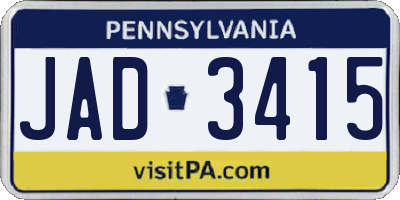 PA license plate JAD3415