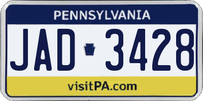 PA license plate JAD3428