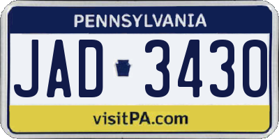 PA license plate JAD3430