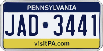 PA license plate JAD3441