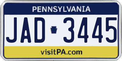 PA license plate JAD3445