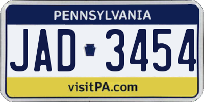 PA license plate JAD3454