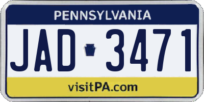 PA license plate JAD3471