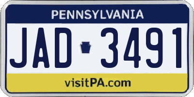 PA license plate JAD3491