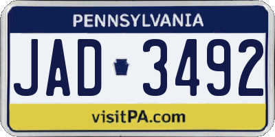 PA license plate JAD3492