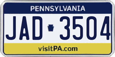 PA license plate JAD3504