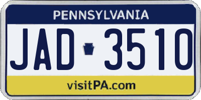 PA license plate JAD3510