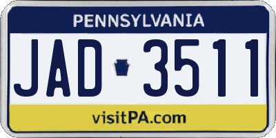 PA license plate JAD3511