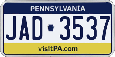 PA license plate JAD3537