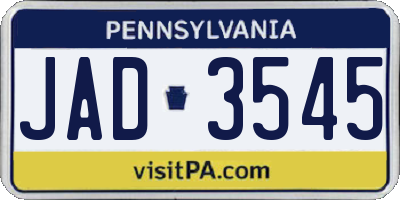 PA license plate JAD3545