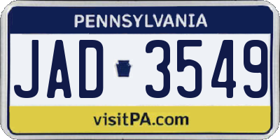 PA license plate JAD3549