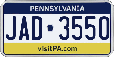 PA license plate JAD3550