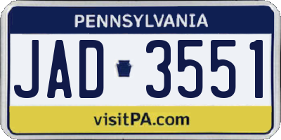 PA license plate JAD3551