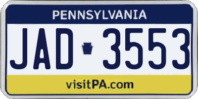 PA license plate JAD3553