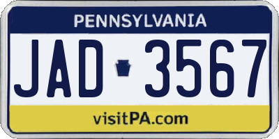 PA license plate JAD3567