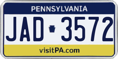 PA license plate JAD3572