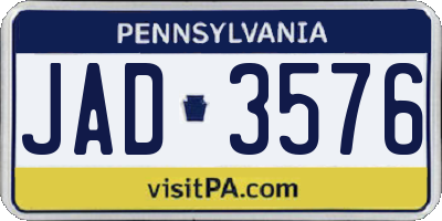 PA license plate JAD3576
