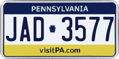 PA license plate JAD3577