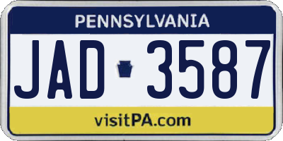PA license plate JAD3587