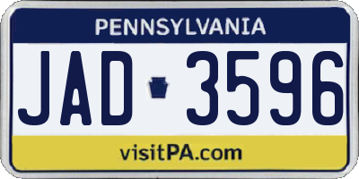 PA license plate JAD3596