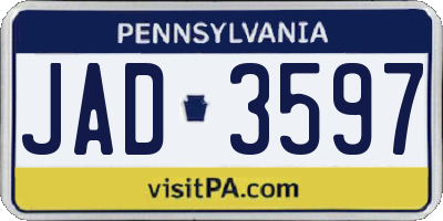 PA license plate JAD3597