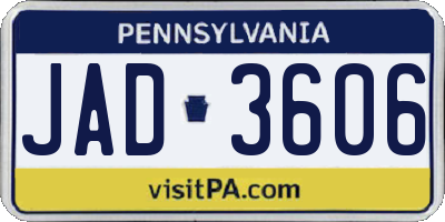 PA license plate JAD3606