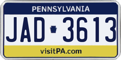PA license plate JAD3613