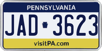 PA license plate JAD3623