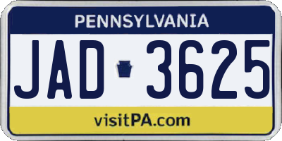 PA license plate JAD3625