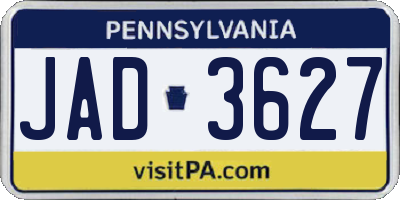 PA license plate JAD3627