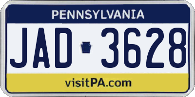 PA license plate JAD3628
