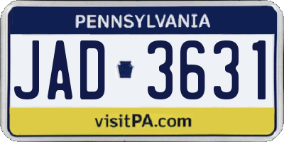 PA license plate JAD3631
