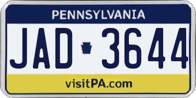 PA license plate JAD3644