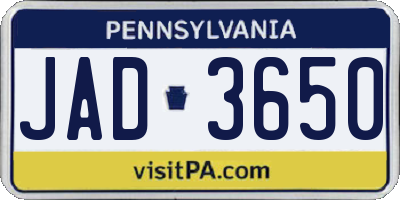 PA license plate JAD3650