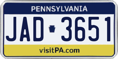 PA license plate JAD3651