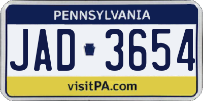 PA license plate JAD3654