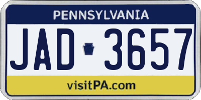 PA license plate JAD3657