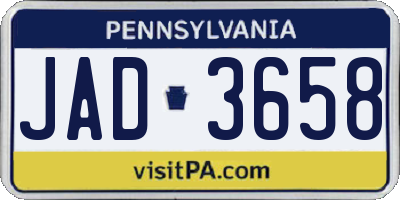 PA license plate JAD3658