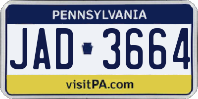 PA license plate JAD3664
