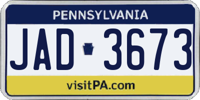 PA license plate JAD3673