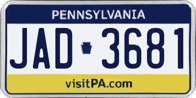 PA license plate JAD3681